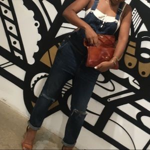 Distressed Denim Overalls